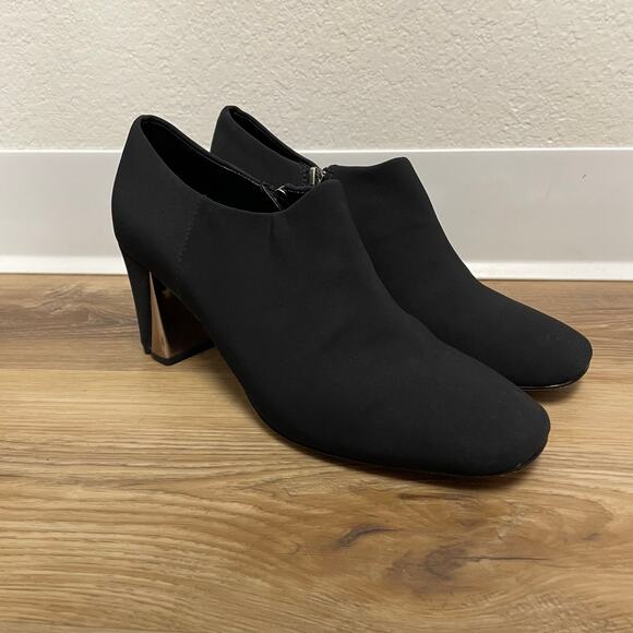 Donald Pliner Stretch Crepe Square Toe Block Heel Shooties Black Size 11 - Picture 2 of 10